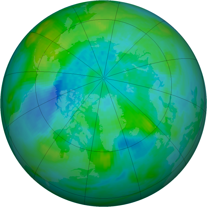 Arctic ozone map for 25 September 1989